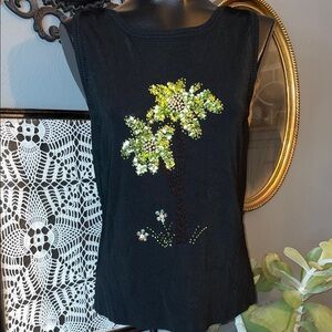 Elegant Black 80s beaded sweater